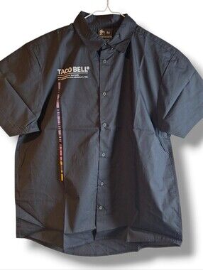 Taco Bell Mens Manager Shirt Size M Black Button Up Workwear Uniform